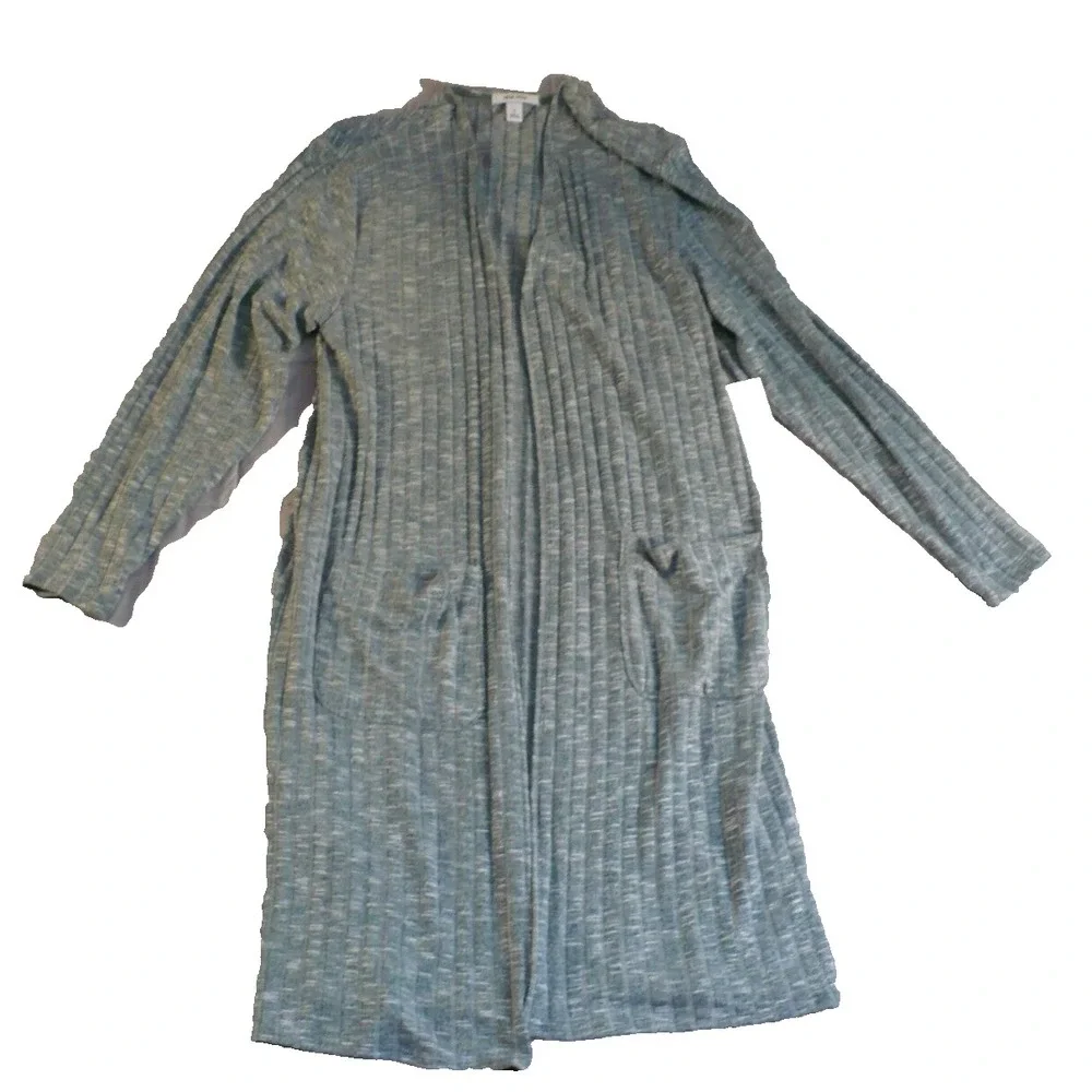 Nine West Sweater Womens Medium Gray Open Front Cardigan New With Tags Pockets